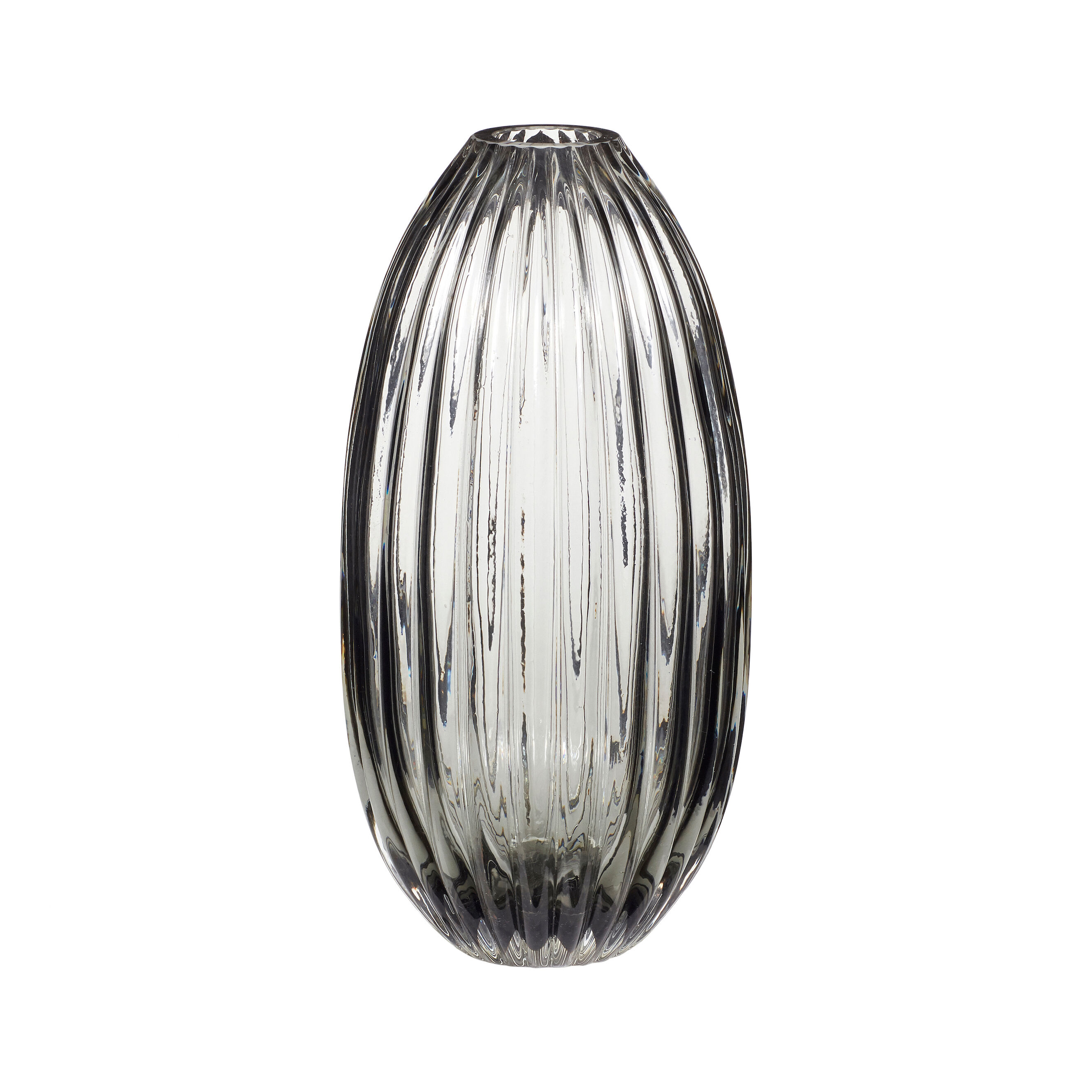 Light grey glass vase with streaks 32cm