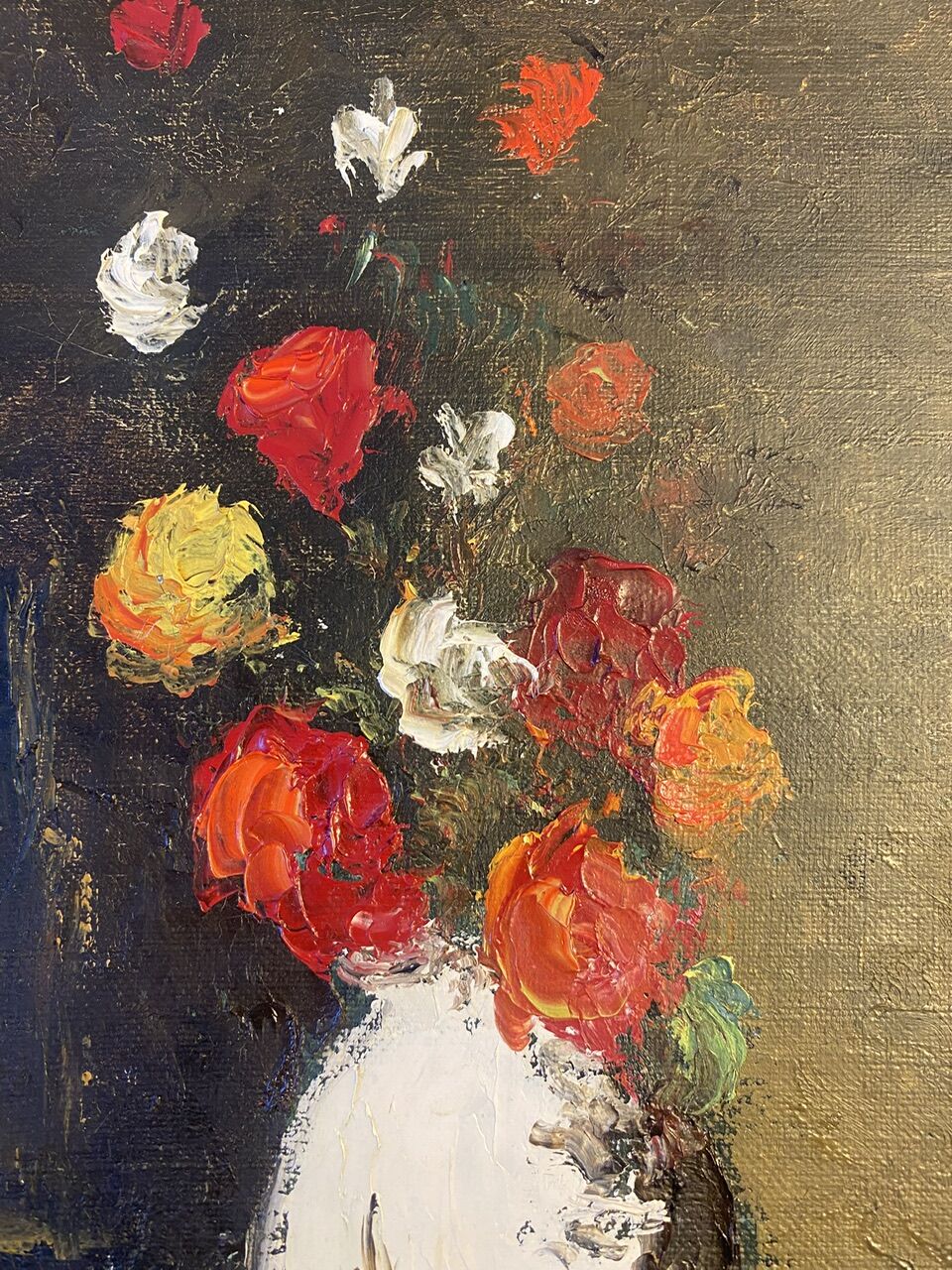 Old painting, still life with flowers signed Saint Alban, XX century