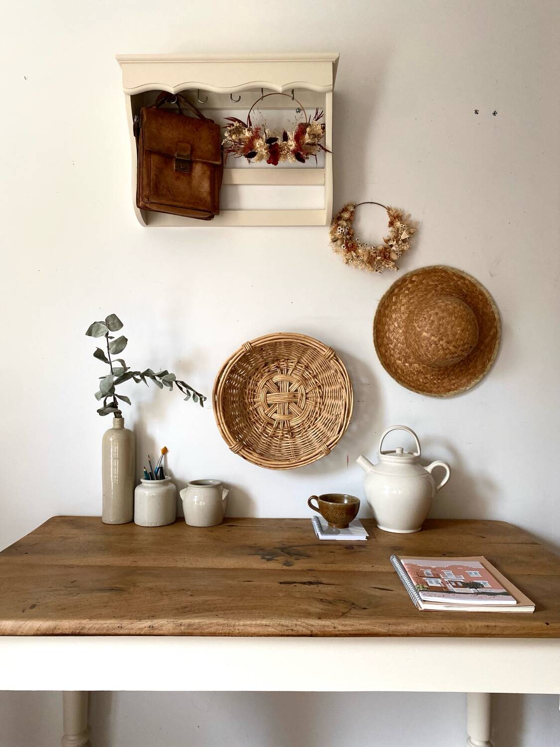 Antique walnut table for 4 people.
