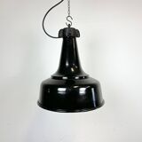Industrial black pendant factory lamp with cast iron top, 1970s