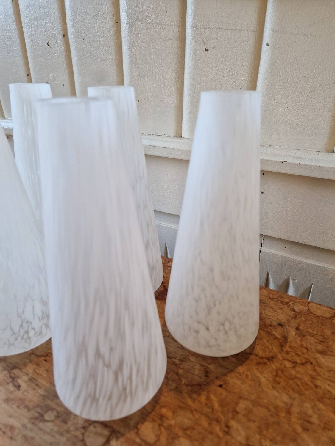 Set of 5 Opaline Tulips Clichy Speckled Glass