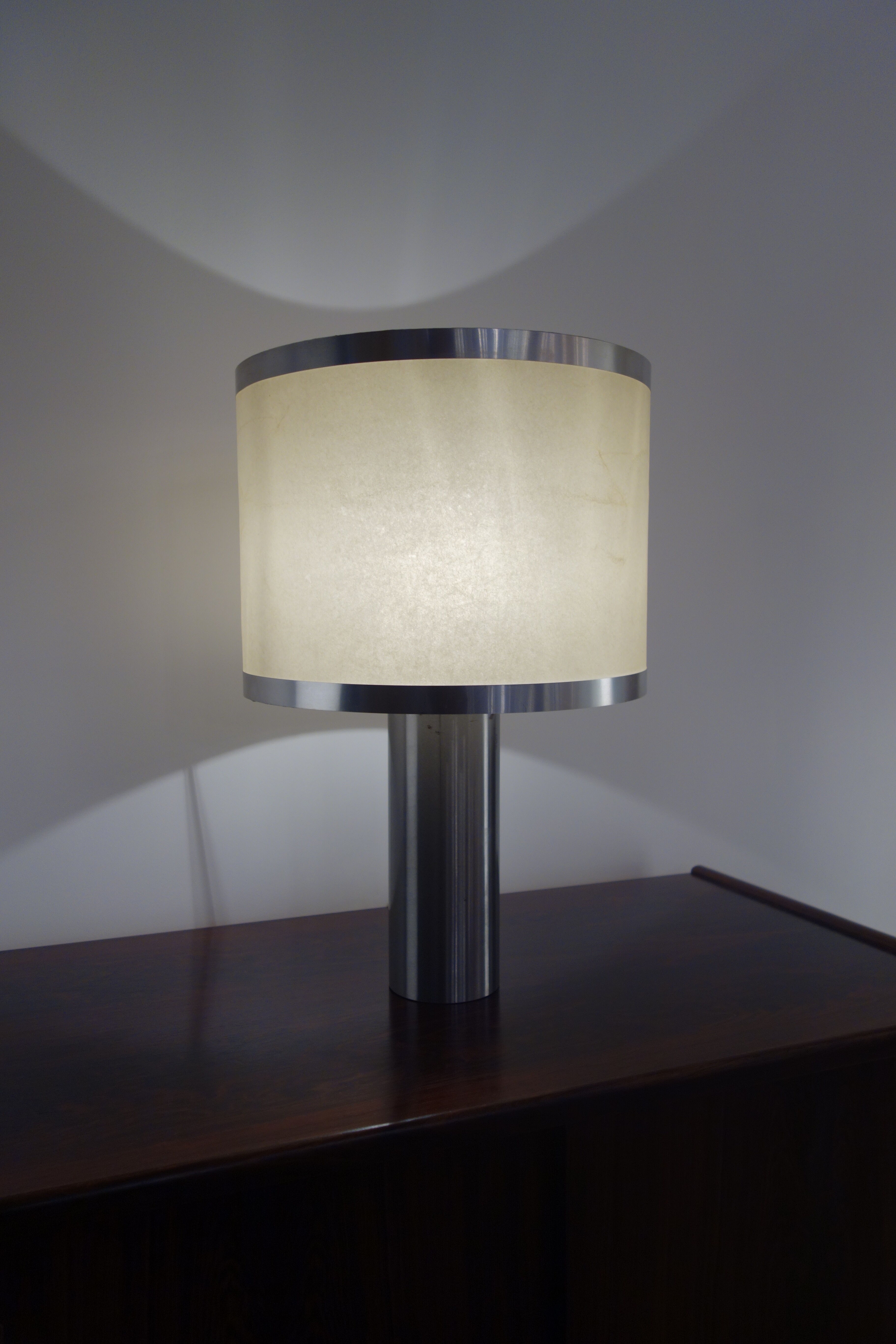 Vintage lamp in brushed aluminum from the 70s