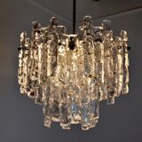 J.T Kalmar 'Glaçon' chandelier, Frosted Glass, 2 Levels, Austria, 1970