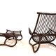 Manou rattan lounge chair in pagoda style with ottoman