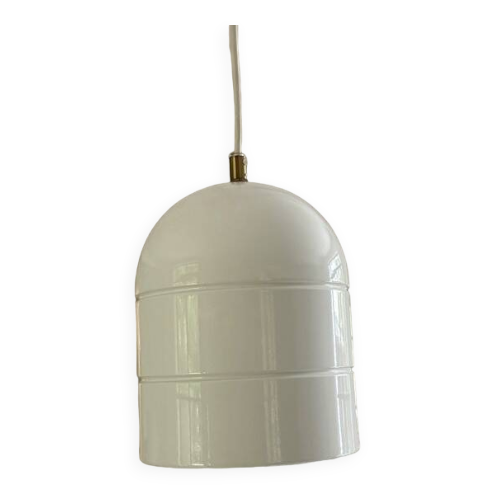 White metal pendant light - suede from the 70s/80s