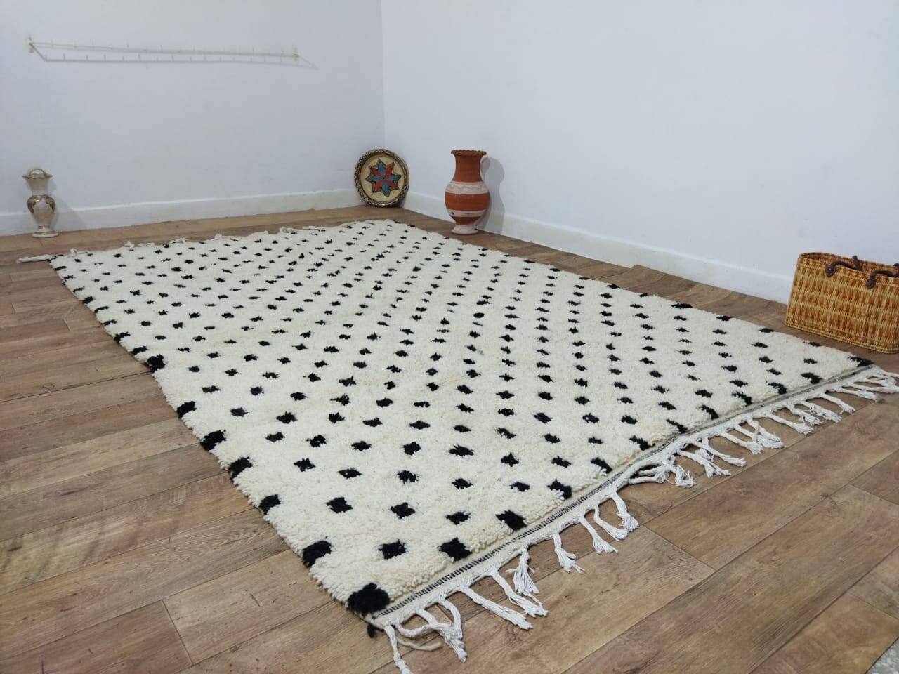 Handmade wool Berber rug 294x194 cm