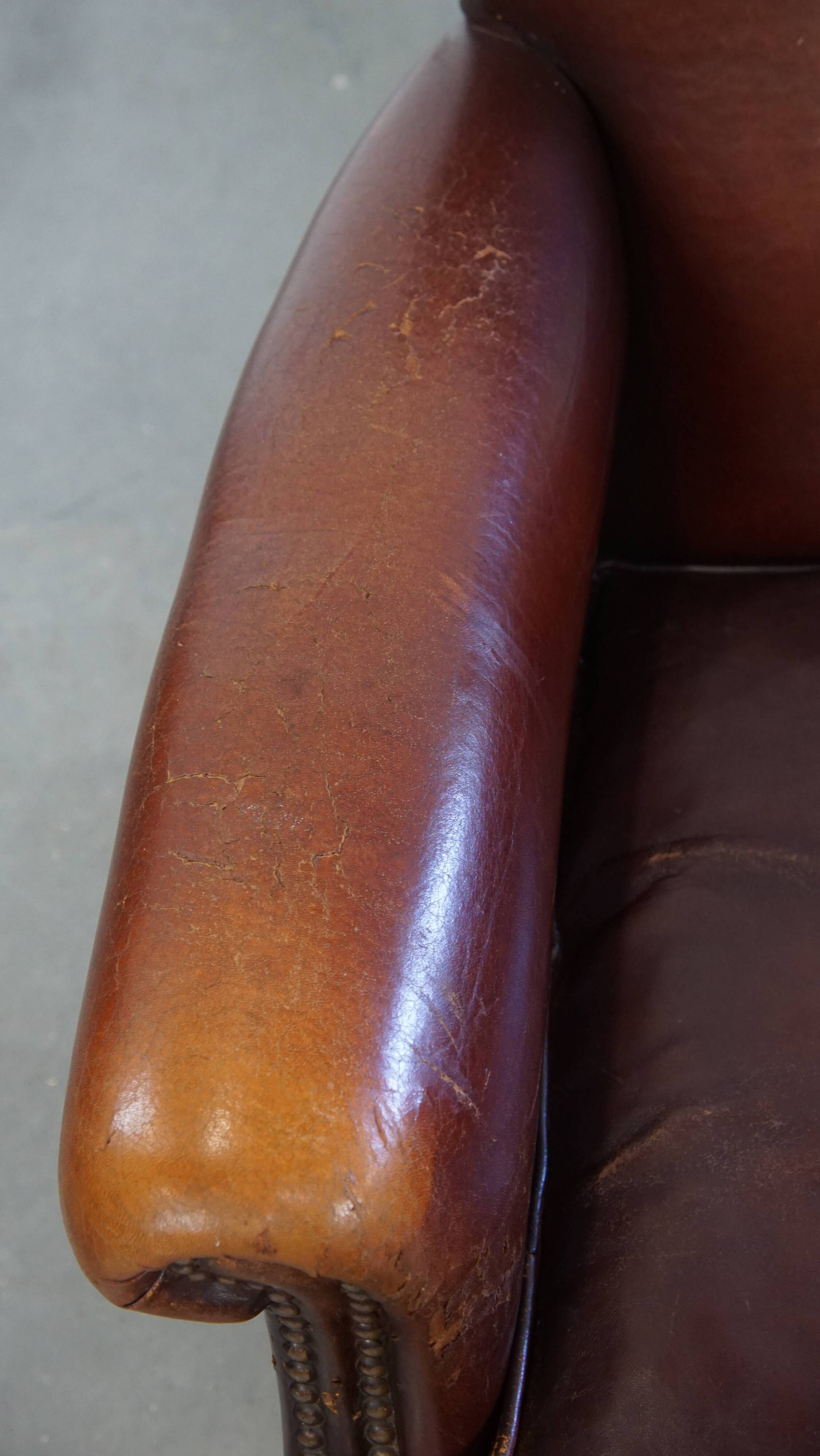 Vintage Sheepskin Leather Armchair