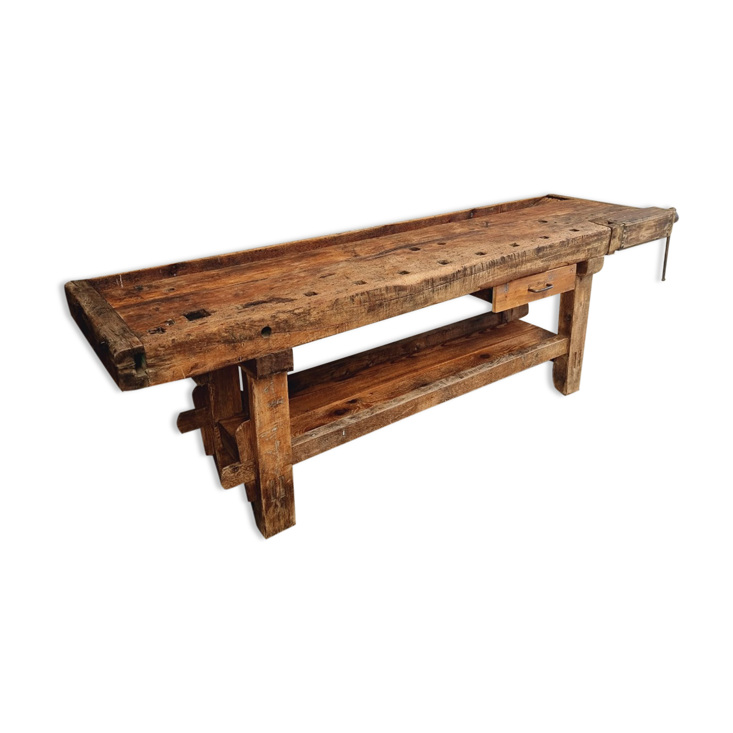 Antique workbench oak, beech side table