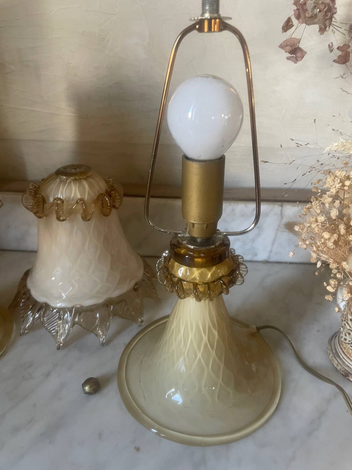 Paire de lampes de chevet en verre de Murano