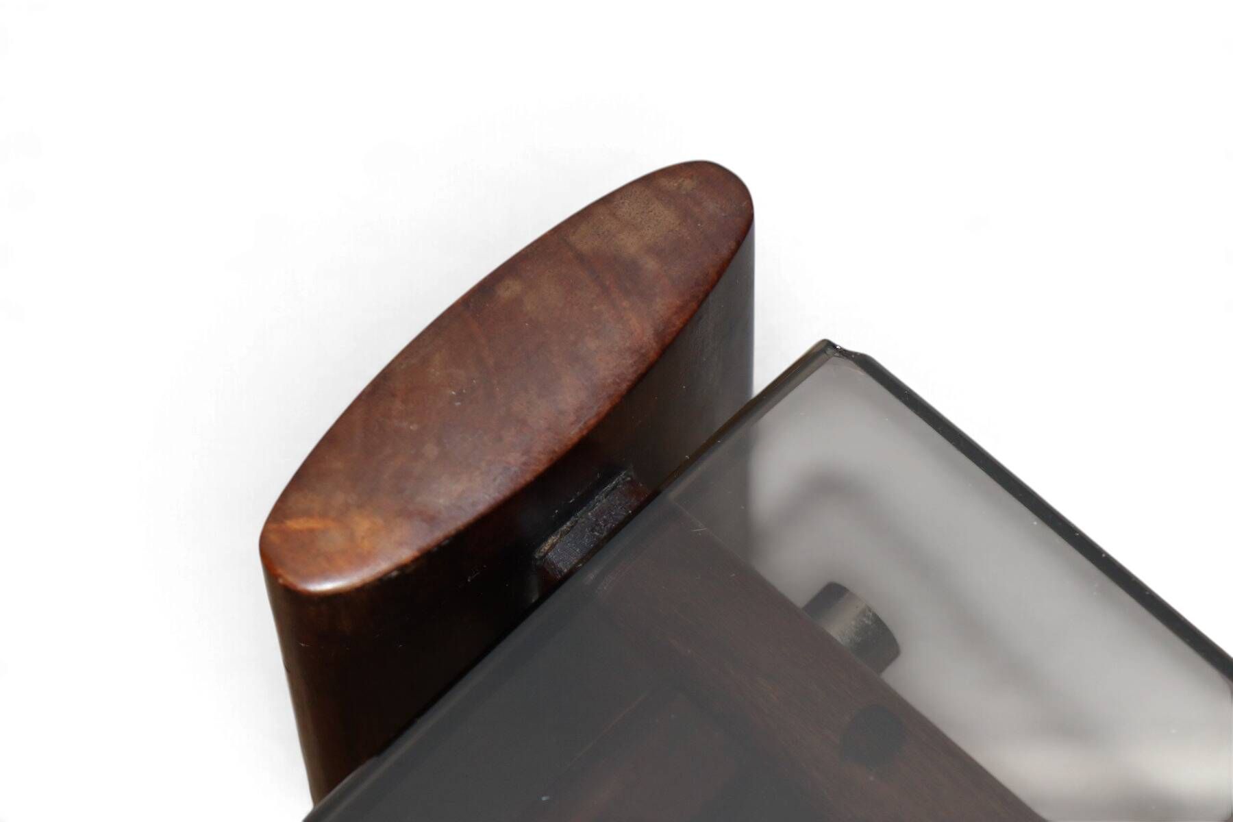 Percival Lafer coffee table in exotic wood and smoked glass – Brazil, 1970
