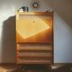 Vintage secretary rattan chest of drawers