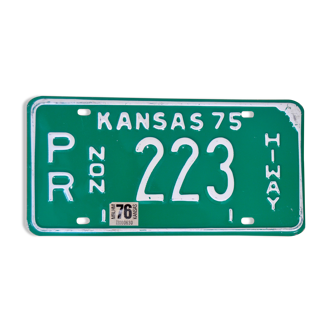 Plaque d’immatriculation américaine USA licence plate Kansas 1975