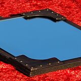 Leather-covered wall mirror attributed to Jacques Adnet 1950
