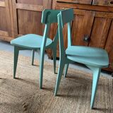 Set of 4 green bistro chairs