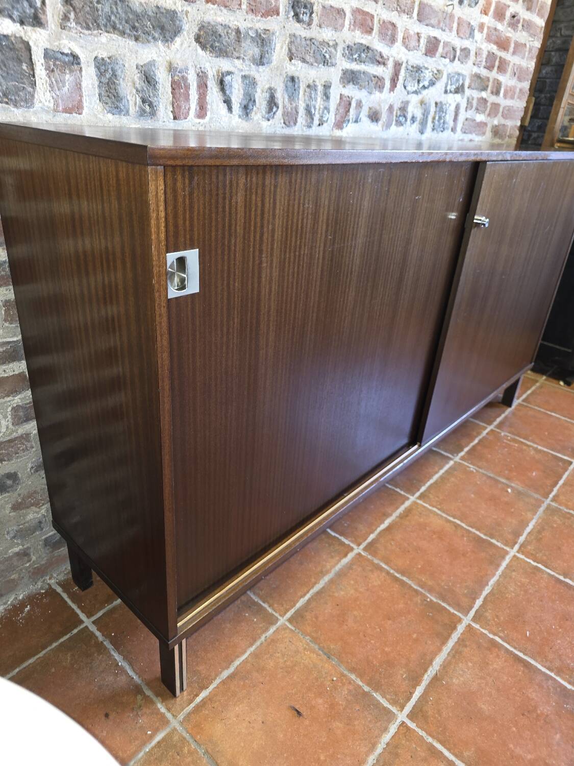 Vintage 1960s mahogany sideboard with sliding doors