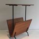 Black lacquered wood and metal magazine rack France 1950