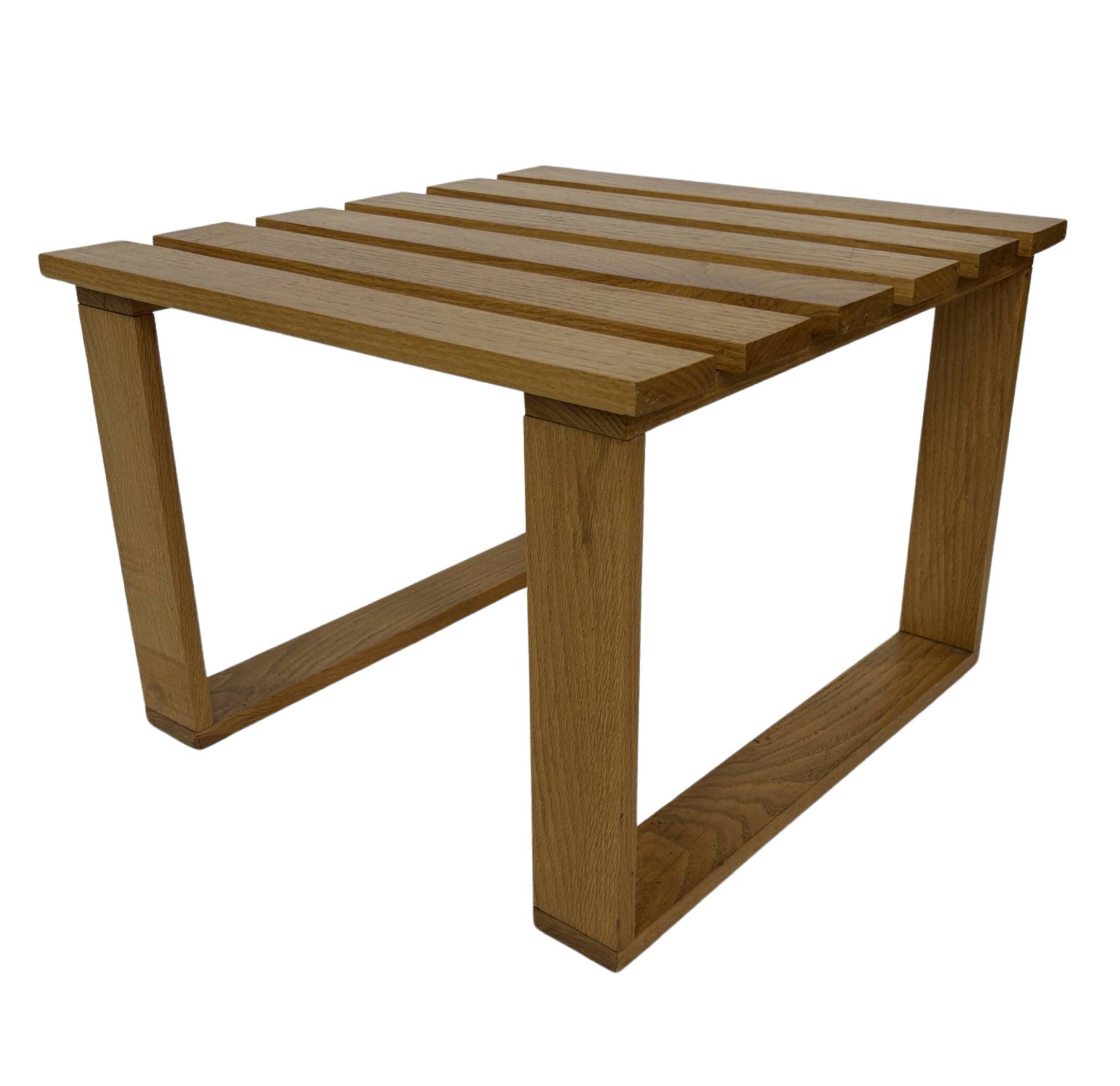 Vintage 1970s coffee table/side table, white oak slats slatted design