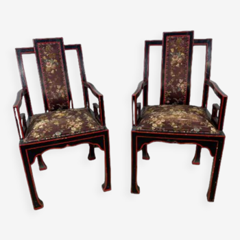 Fauteuils chinois broderie de soie