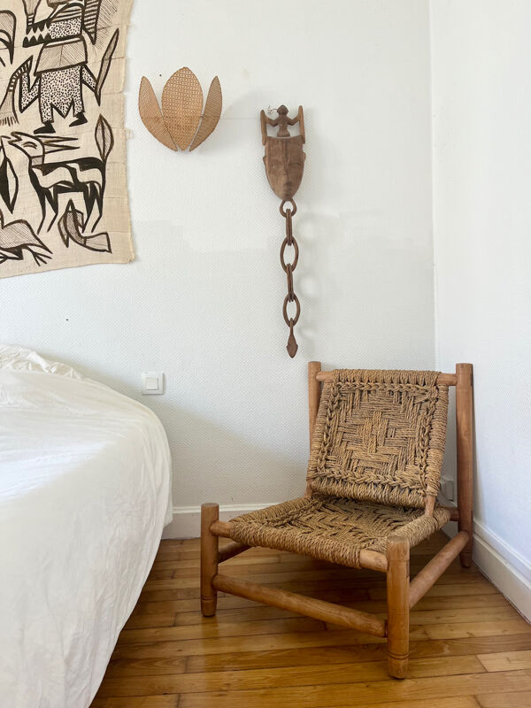 Fauteuil en corde Audoux et Minnet, années 50