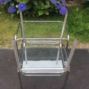 Vintage trundle tables in chrome tubular steel and glass