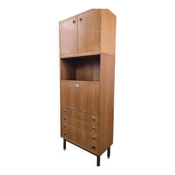 Bibliothèque/vitrine vintage en bois MDK