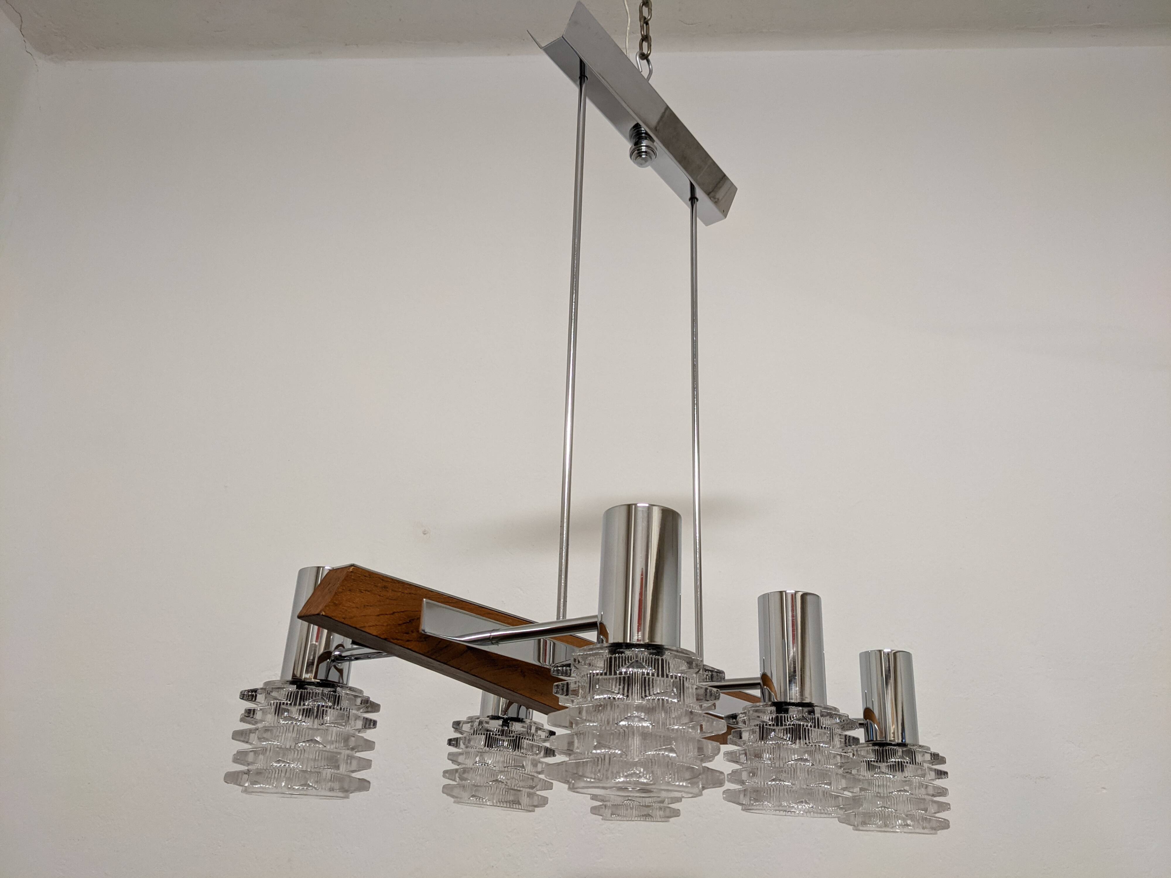Lustre Space Age à 6 feux des années 60/70 par Raak