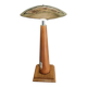 Lampe sculpturale moderniste bois/chrome/Laiton martelé- Époque 1970