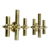 Rare set of 2 brass tube "torch" wall lights by sciolari, italy 1970s