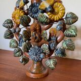 Antique terracotta tree of life candlestick