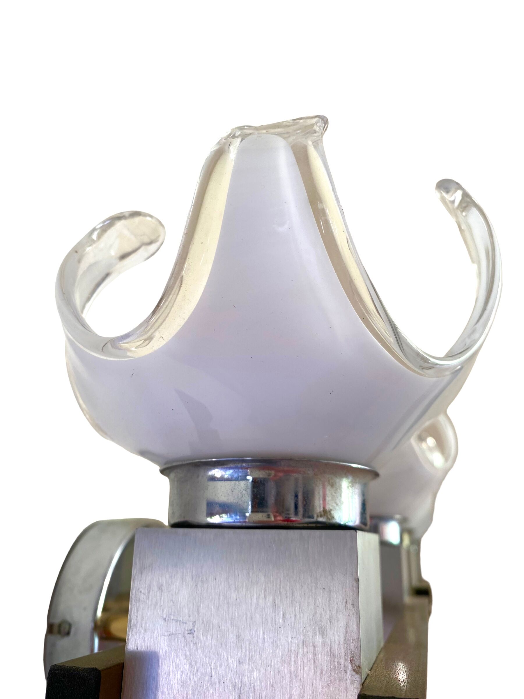Pair of white Murano glass wall lights, Mazzega