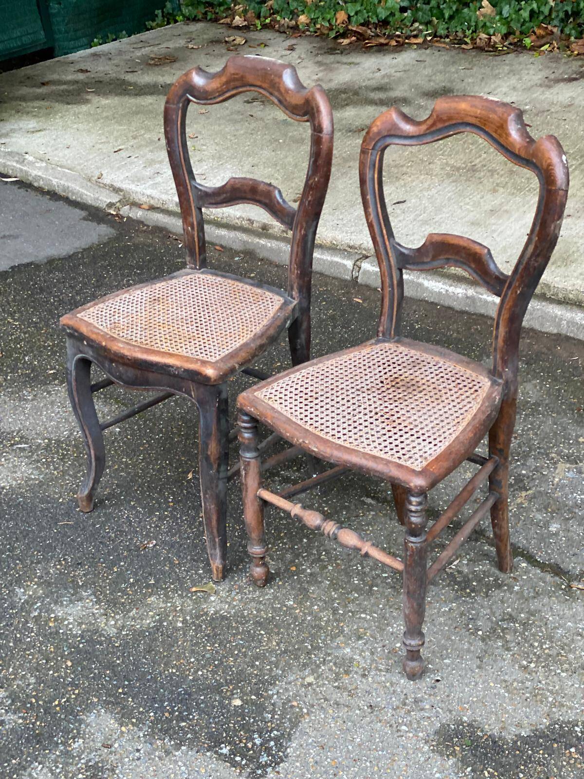 2 Louis Philippe caned chairs from the 18th century