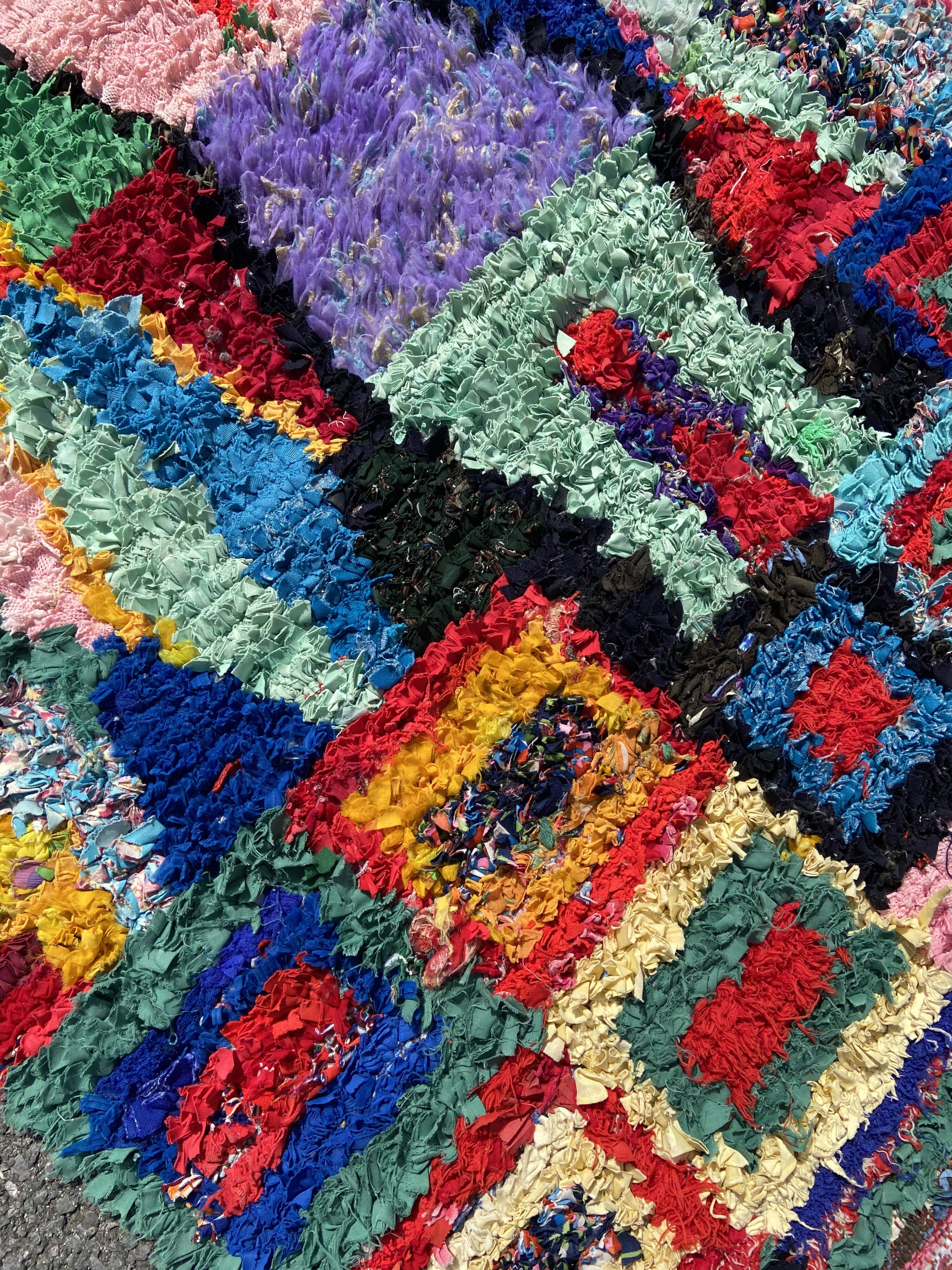 Handmade Moroccan boucherouite carpet 125x210 cm