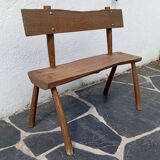 Small brutalist children's bench in elm and oak