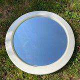 Vintage white plastic round mirror
