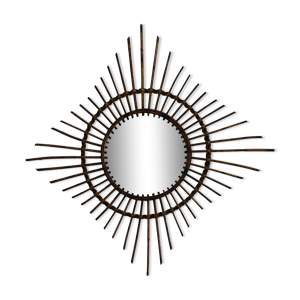 miroir soleil en rotin
