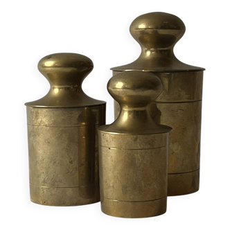 Lot de 3 boites vintage avec couvercles vide poche laiton véritable, 1950