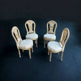 Suite Of Four Louis XVI Style Hot Air Balloon Chairs - Lacquered And Gilded Wood
