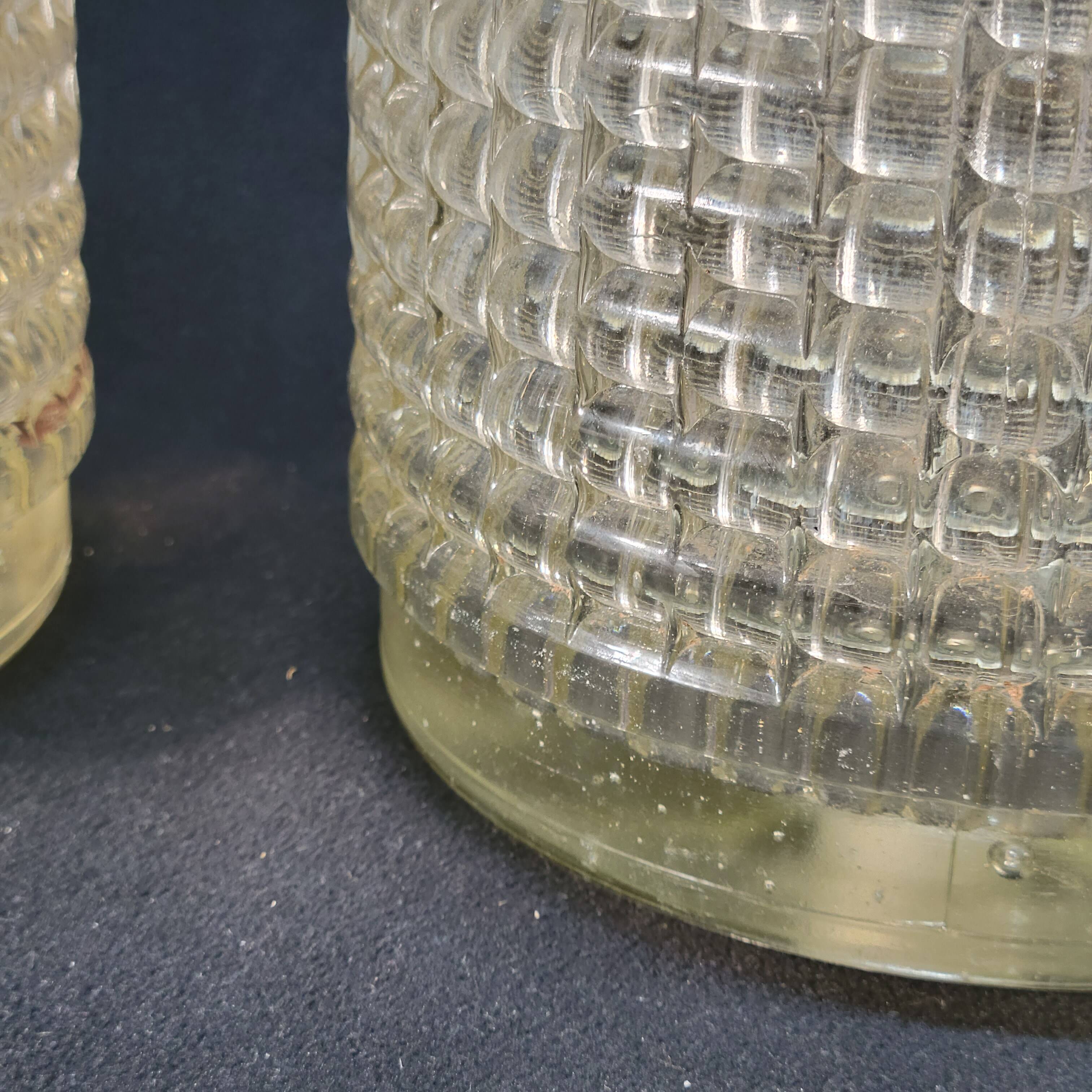 Pair of globe lampshades for wall lamp or lighting lamp in molded pressed glass