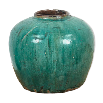 Vase ancien en céramique vert émeraude (vers 1820)