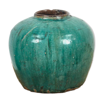 Vase ancien en céramique vert émeraude (vers 1820)