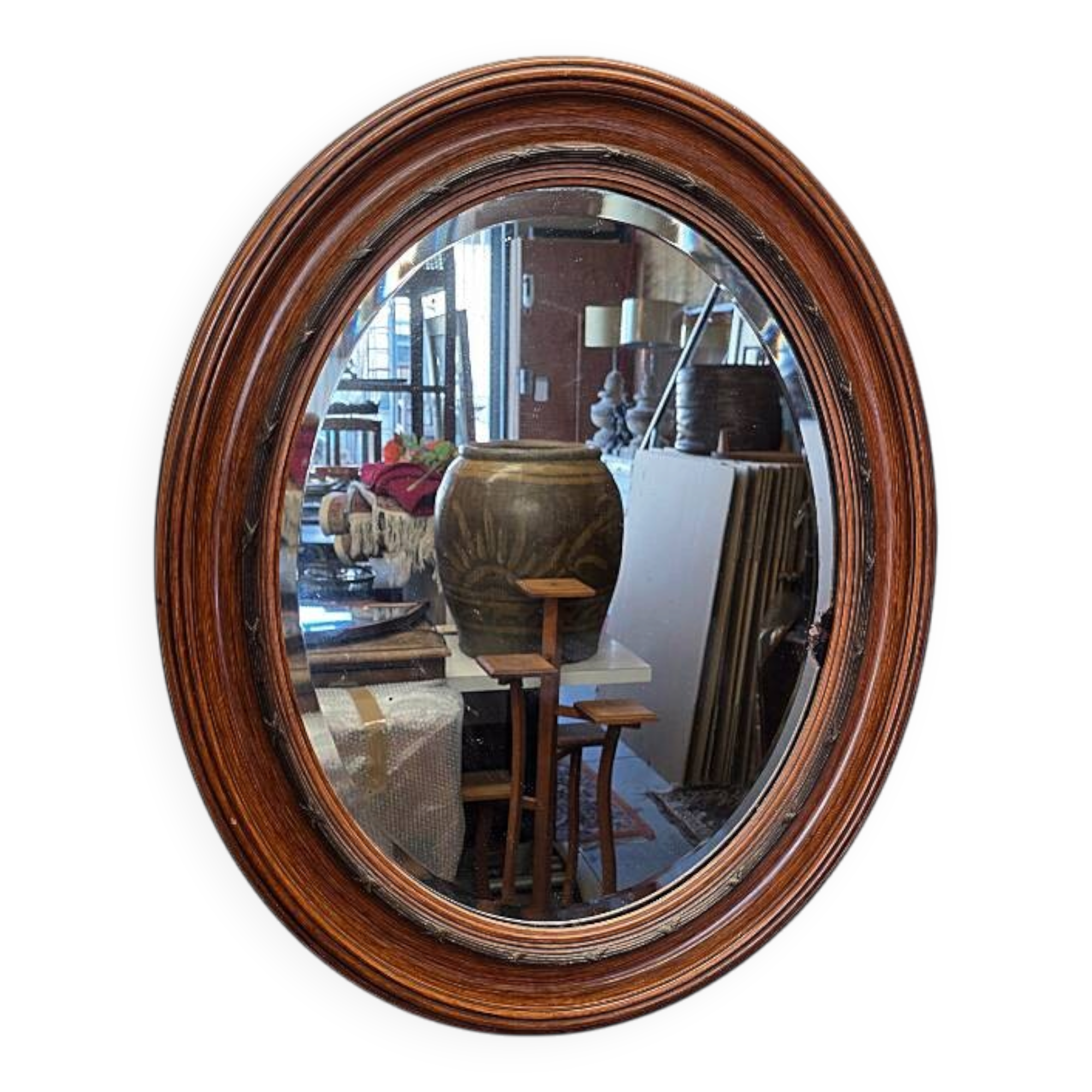 Miroir classique ovale néerlandais antique, datant d'environ 1900