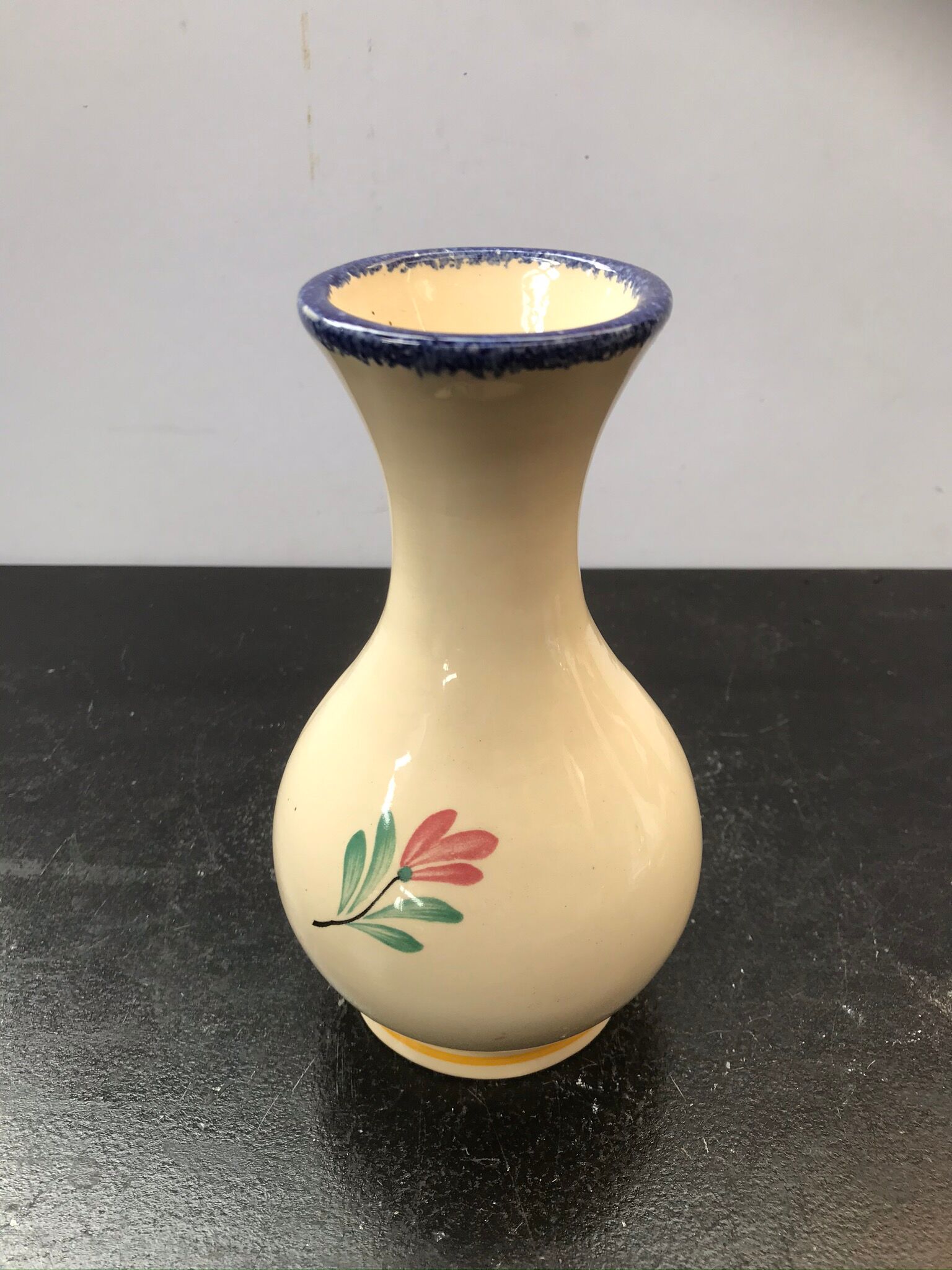 Ancient vase Quimper ceramics painted made a france vintage