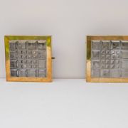 Swedish brutalist glass and brass wall lamps from Falkenbergs Belysning, set of 2