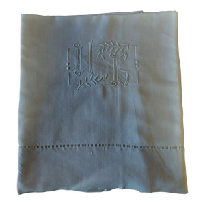 Drap ancien lin monogramme HG 220