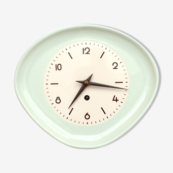 Vintage wall clock kitchen in mint colour, Germany 50-60’s