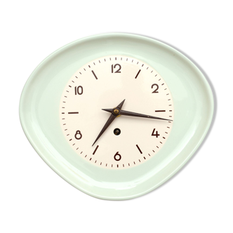 Vintage wall clock kitchen in mint colour, Germany 50-60’s