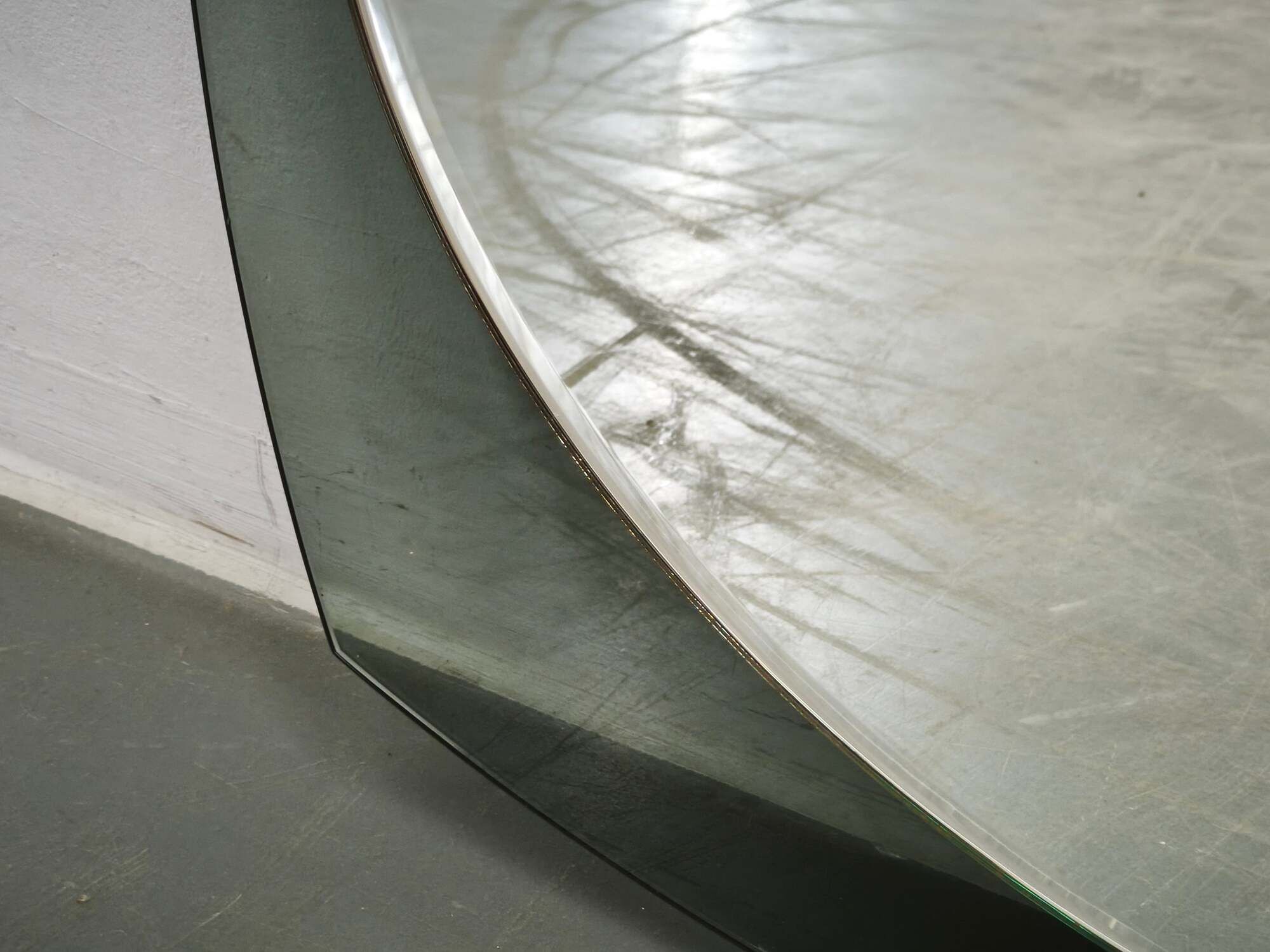 Italian Modernist Smoked Glass and Beveled Mirror, 1970s