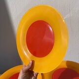 10 yellow and orange glass dinner plates