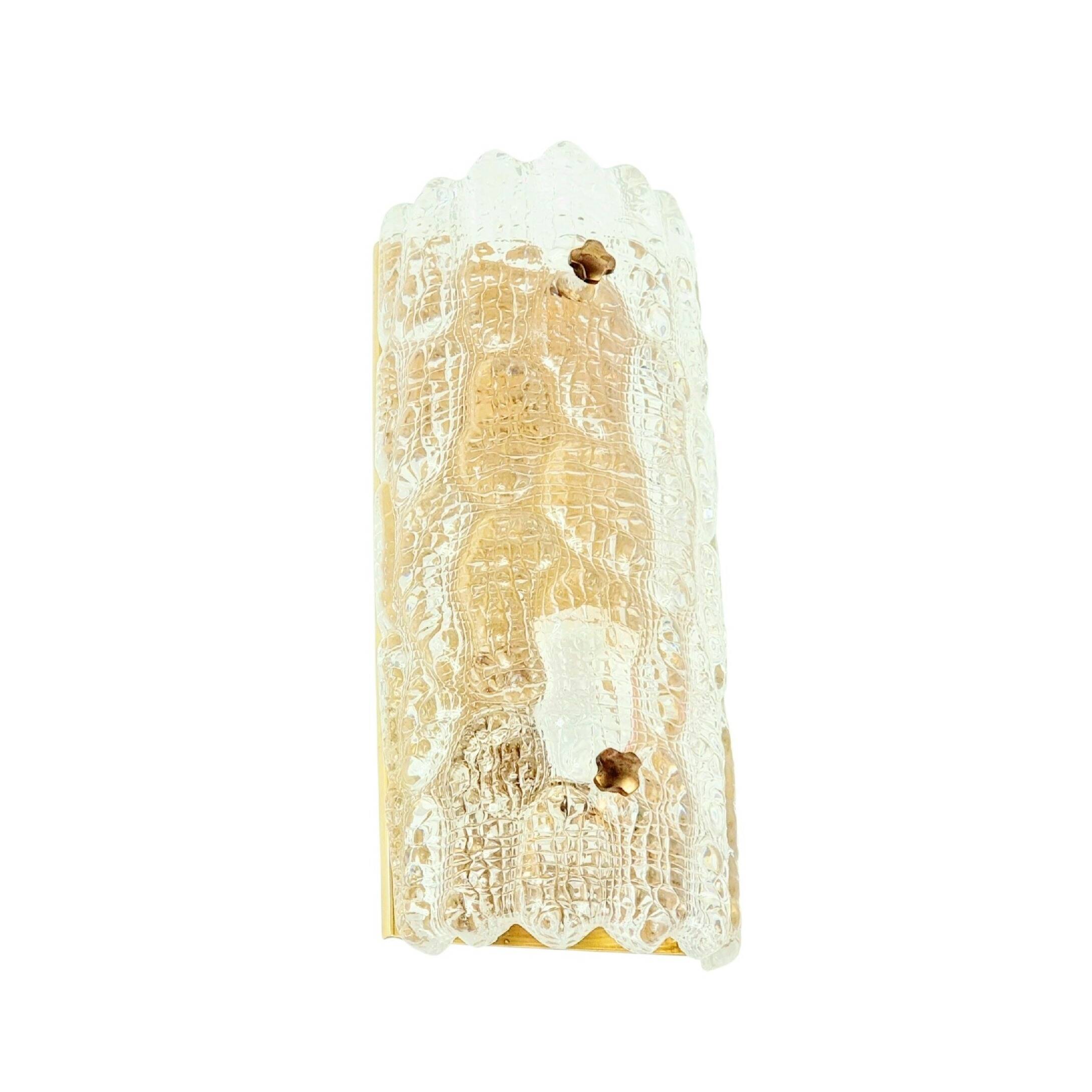 Scandinavian Glass & Brass Wall Light by C. Fagerlund for Orrefors, 1960s