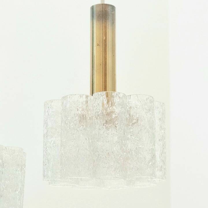 Mid-Century Modern Murano Ice Glass Triple Pendant Light from Doria, 1960s